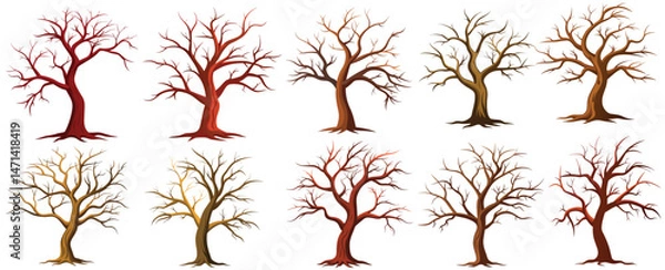 Fototapeta Dead Tree set isolated on white background vector illustration,