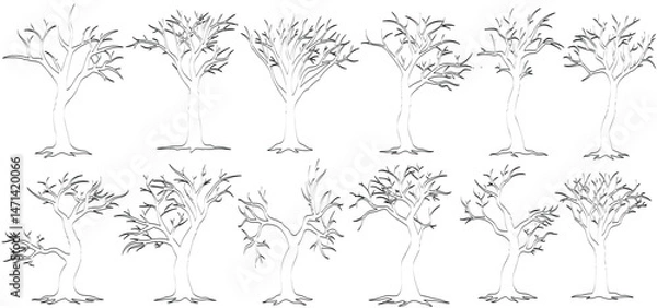 Obraz Tree Silhouette, Black Tree, Vector Tree, Tree Clip art, Tree Outline, Nature Silhouette, Minimalist Tree, Tree Design, Tree Art,  vector illustration
