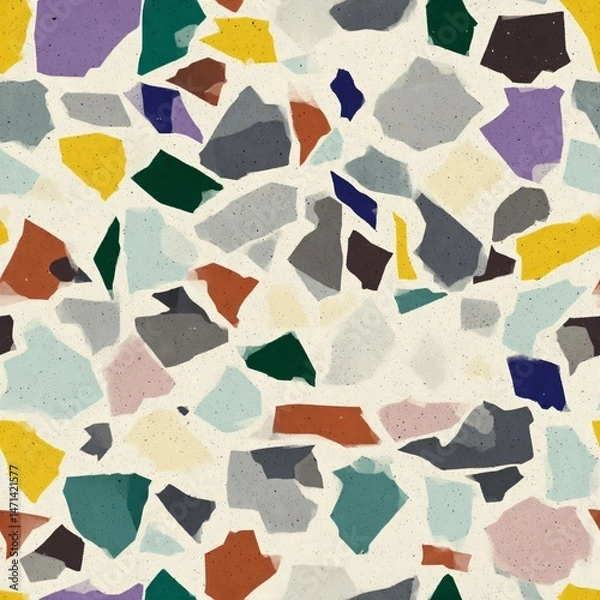 Fototapeta Seamless Terrazzo texture. Polished concrete floor and wall pattern. Color surface marble and granite stone, material for decoration