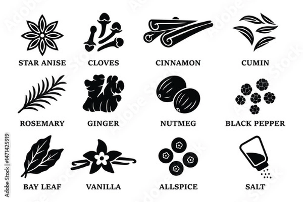 Obraz Spices vector icon set || big collection