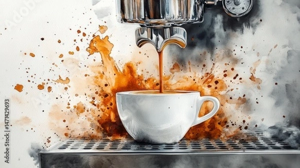 Obraz A stylized artistic depiction of coffee pouring into a cup.