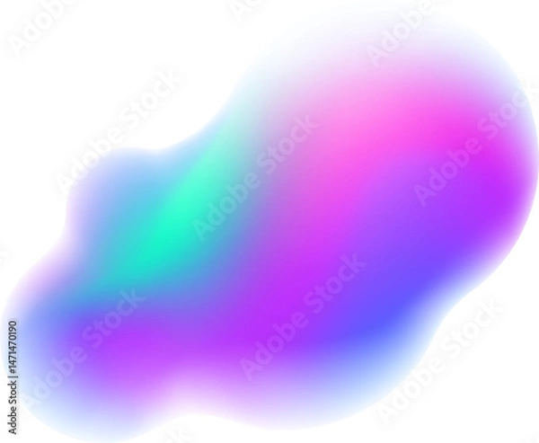 Fototapeta Blurred gradient shape. Blue and pink fluid soft abstract element. Liquid aura gradation blob and splash. Organic mesh futuristic neon figure.