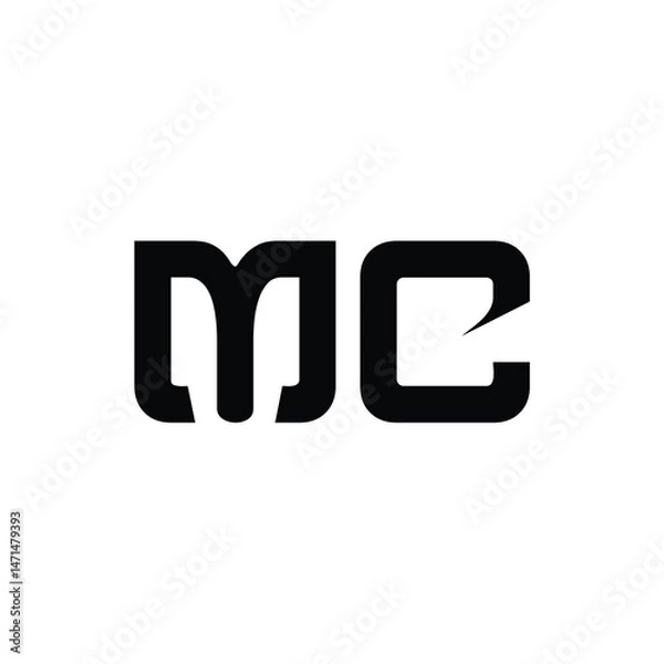 Fototapeta MC monogram logo design letter text name symbol monochrome logotype alphabet character simple logo
