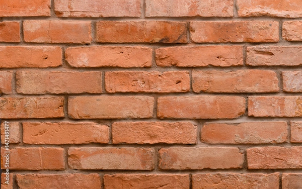Obraz Tekstura pomarańczowa cegła ułożona z bliska