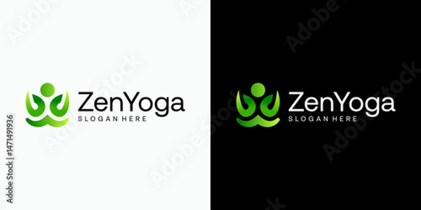 Obraz Vector logo design of a person doing yoga with a modern, simple, clean and abstract style. Icon for business, sports and personal branding.
