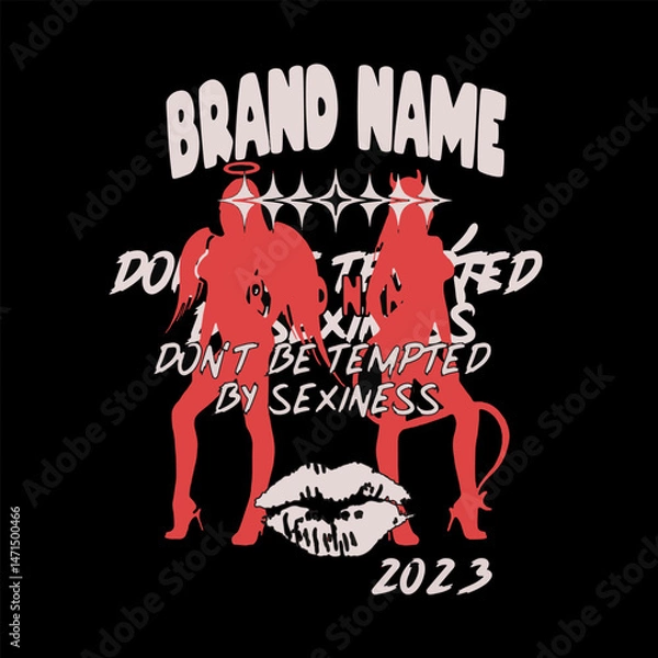 Obraz Futuristic graphic tee design streetwear style editable template