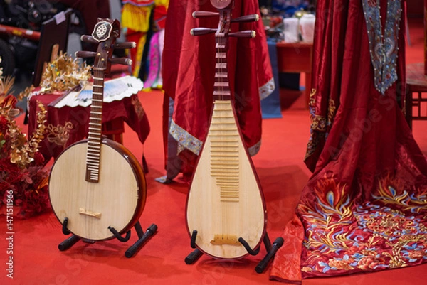 Obraz a beautiful Chinese lute among the colors of the Orient