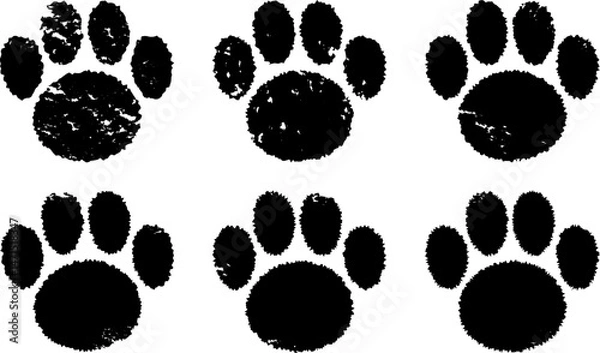 Obraz 肉球のハンコ・スタンプ　犬　猫　Dog and cat paw print.