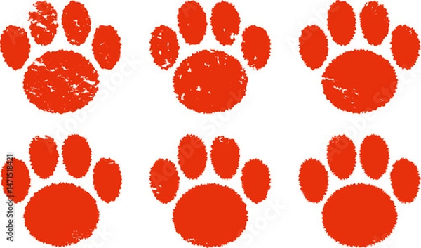 Obraz 肉球のハンコ・スタンプ　犬　猫　Dog and cat paw print.