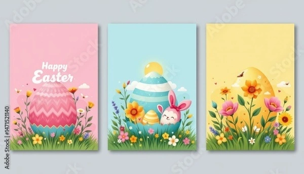 Fototapeta three easter themed greeting cards