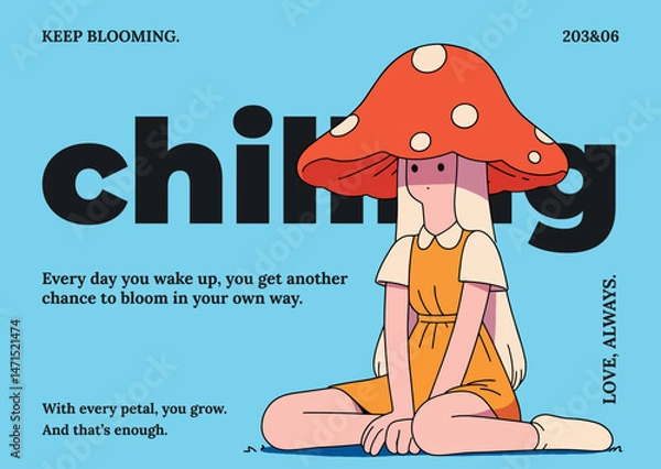 Obraz Mushroom girl meditating