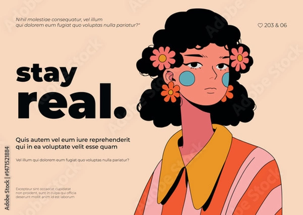 Obraz Girl with flower earrings and a calm confident look