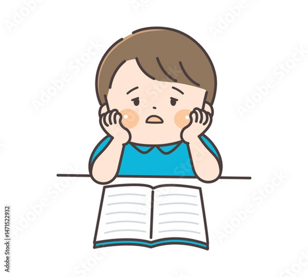 Fototapeta 口をポカンと開けた男の子のイラスト