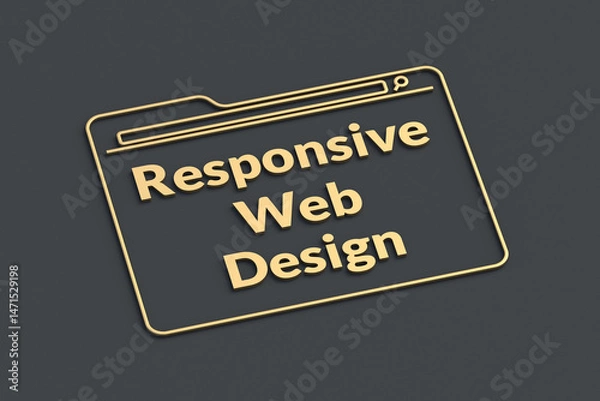 Fototapeta Responsive web design words in computer window. Concept of development ux graphic. Website interface. 3d render