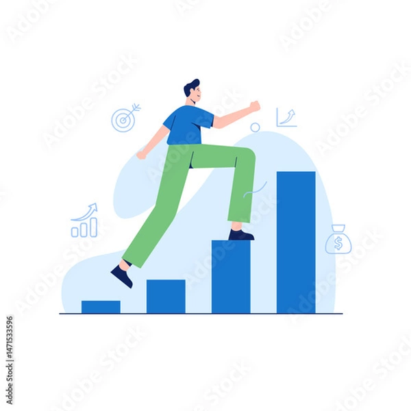 Obraz business man with graph