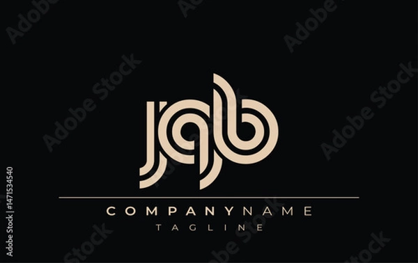 Fototapeta JQB Creative Unique Modern Letter Logo Design. Stylized logo featuring a unique letter design, presenting abstract minimalist aesthetics and modern appeal.