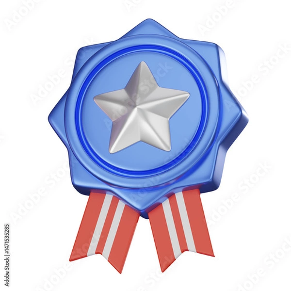 Fototapeta 3D render, Elegant Star Badge Icon for Awards and Recognition, Icon Illustration
