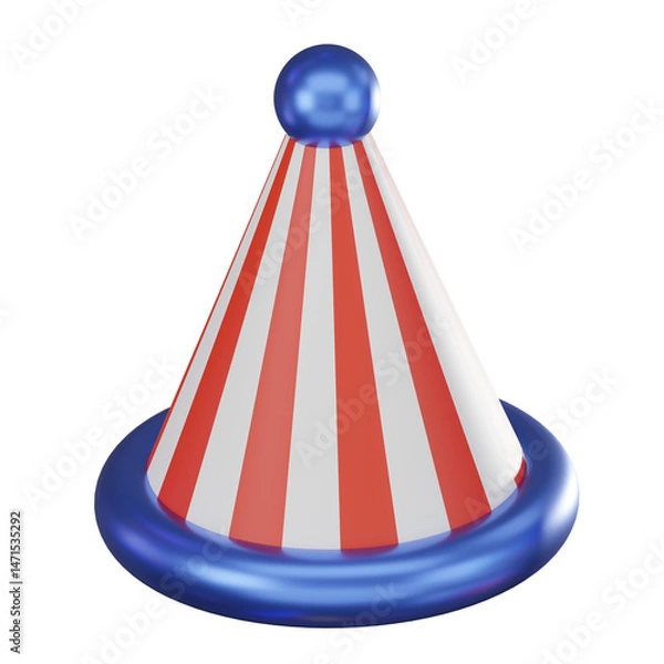 Fototapeta 3D Rrender, Colorful of a Party Hat for Celebrations and Events. Icon illustration