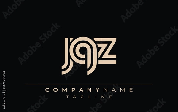 Fototapeta JQZ Creative Unique Modern Letter Logo Design. Stylized logo featuring a unique letter design, presenting abstract minimalist aesthetics and modern appeal.