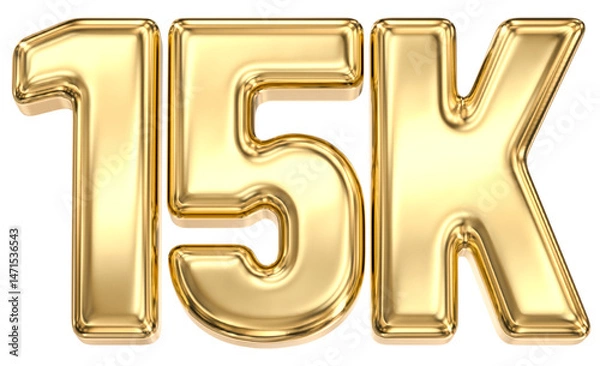 Fototapeta 15K Number Follow 3D Gold Follow 3D Render