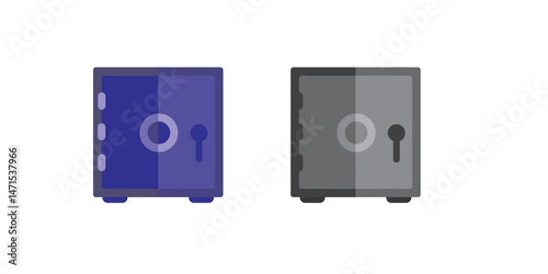 Fototapeta Closed safe box. Cash protection. Vector illustration isolated on white background.
