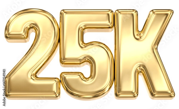 Fototapeta 25K Number Follow 3D Gold Follow 3D Render