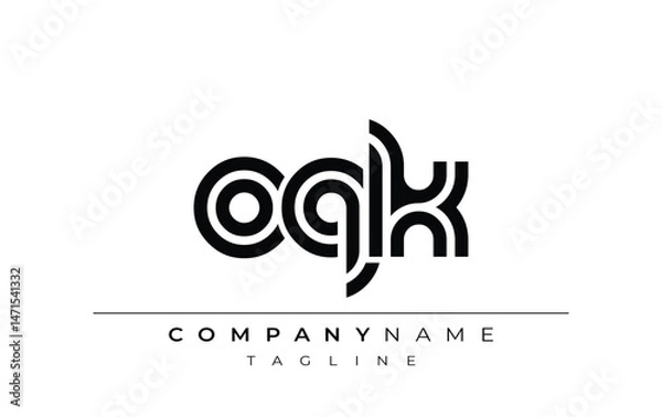 Fototapeta OQK Creative Unique Modern Letter Logo Design. Stylized logo featuring a unique letter design, presenting abstract minimalist aesthetics and modern appeal.