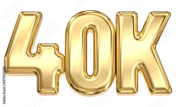 Fototapeta 40K Number Follow 3D Gold Follow 3D Render