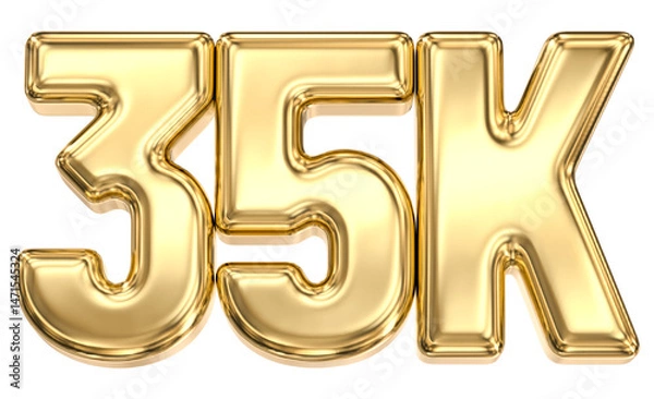 Fototapeta 35K Number Follow 3D Gold Follow 3D Render