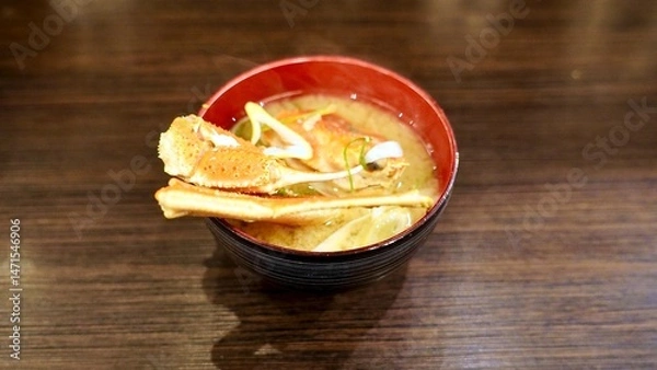 Obraz カニの脚が入った味噌汁