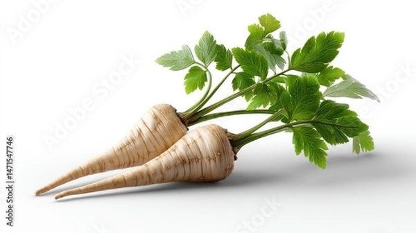 Obraz Realistic Parsnips on Plan white Background