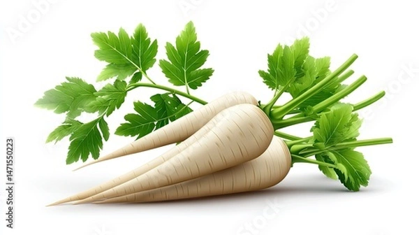 Obraz Realistic Parsnips on Plan white Background