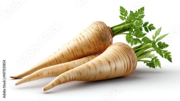 Obraz Realistic Parsnips on Plan white Background