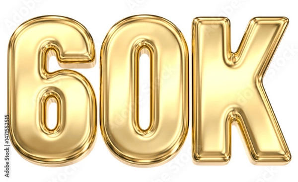 Fototapeta 60K Number Follow 3D Gold Follow 3D Render