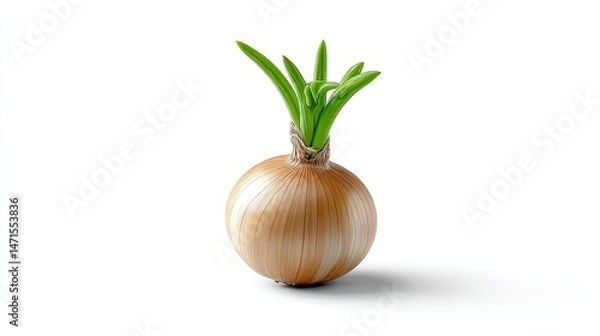 Obraz Realistic Onion on Plan white Background