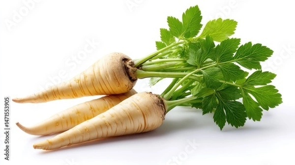 Obraz Realistic Parsnips on Plan white Background