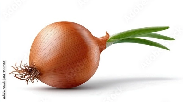 Obraz Realistic Onion on Plan white Background