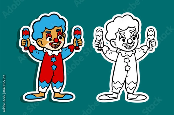 Obraz Happy Cartoon Clown with Maracas