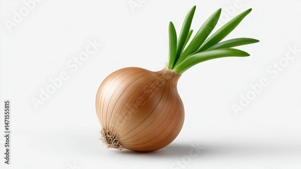 Obraz Realistic Onion on Plan white Background