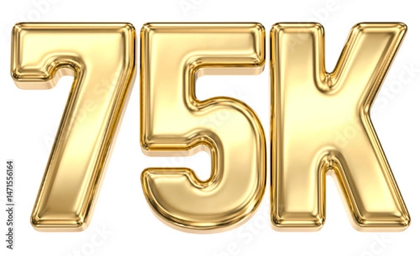 Fototapeta 75K Number Follow 3D Gold Follow 3D Render