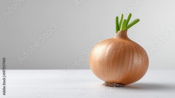Obraz Realistic Onion on Plan white Background