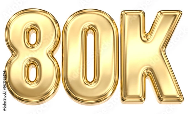Fototapeta 80K Number Follow 3D Gold Follow 3D Render