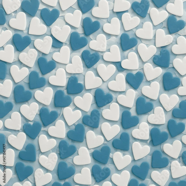 Fototapeta 青と白のハートの海