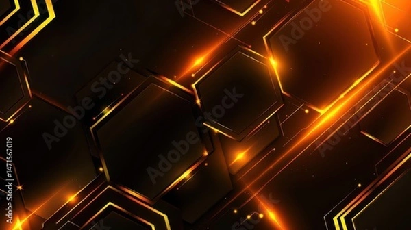 Obraz Abstract design featuring glowing hexagons on a dark background.