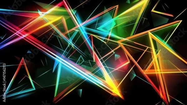 Obraz A vibrant abstract design featuring colorful geometric shapes and light effects.