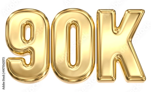 Fototapeta 90K Number Follow 3D Gold Follow 3D Render