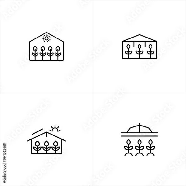 Obraz Greenhouse with Crops icon set