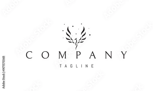 Fototapeta Vector logo with an abstract image of a phoenix with wings of fire.