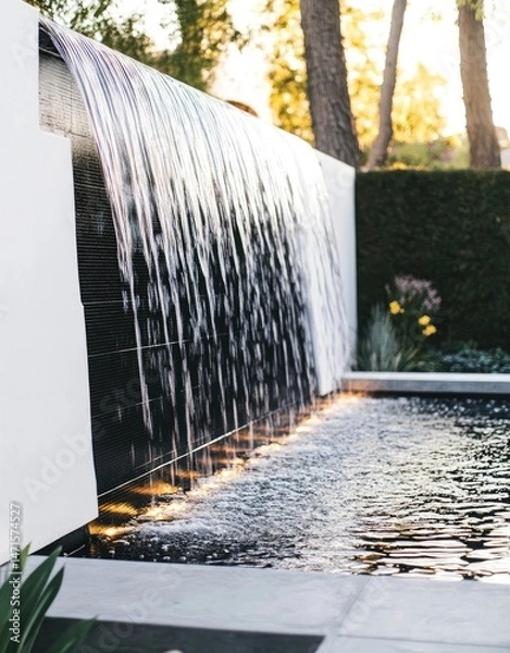 Obraz Modern waterfall feature in garden