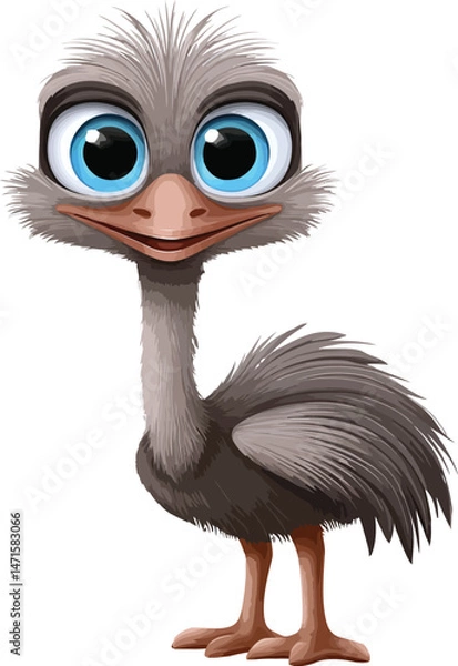 Obraz Cute Cartoon Emu – Cheerful and Playful Vector Illustration of a Smiling Emu Bird Character for Children’s Designs, Educational Materials, and Animal-Themed Projects